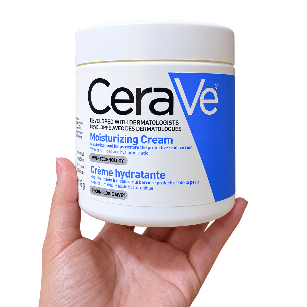 CeraVe Moisturizing Cream held by a family member